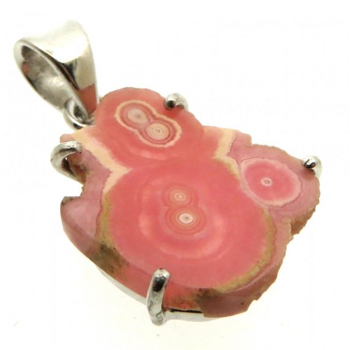 Rhodochrosite Gemstone Sterling Silver Pendant 15